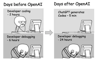 AI Generated Code Quality before 2 hours coding, 6 hours debuging, after 5 minutes code generation, 24 hours debugging